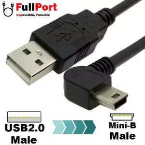 کابل USB Mini 5Pin با سوکت 90 درجه طول 20 سانتیمتری