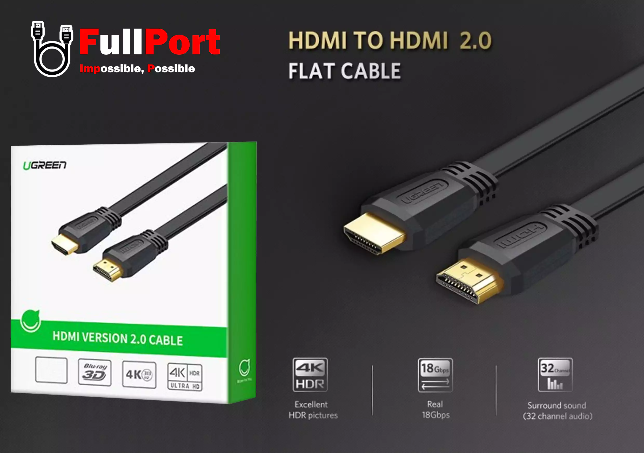 خرید اینترنتی کابل HDMI یوگرین | Ugreen با گارانتی تست و تضمین اصالت کالا از فروشگاه اینترنتی فول پورت