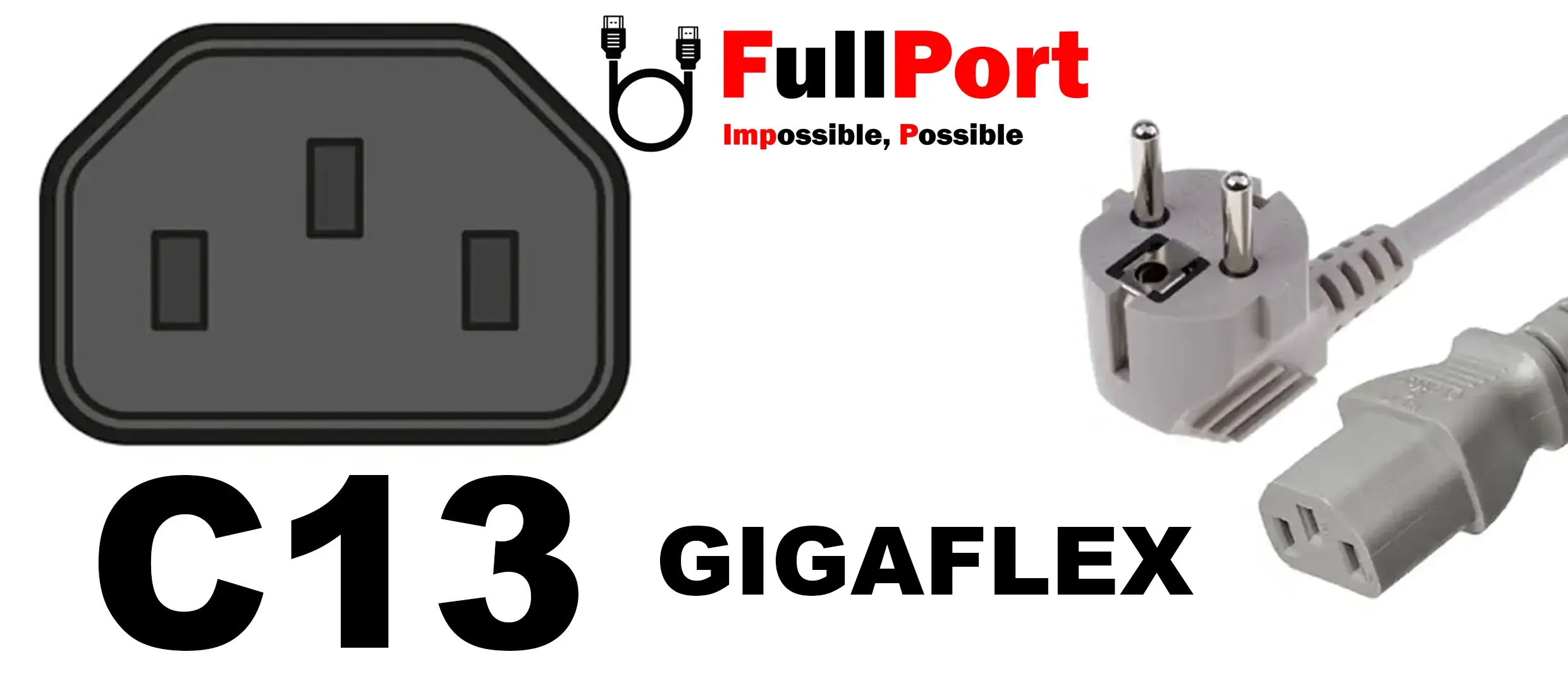 خرید کابل برق کیس EU-C13 گیگافلکس | GIGAFLEX با طول 1.8 متر از فروشگاه اینترنتی فول پورت