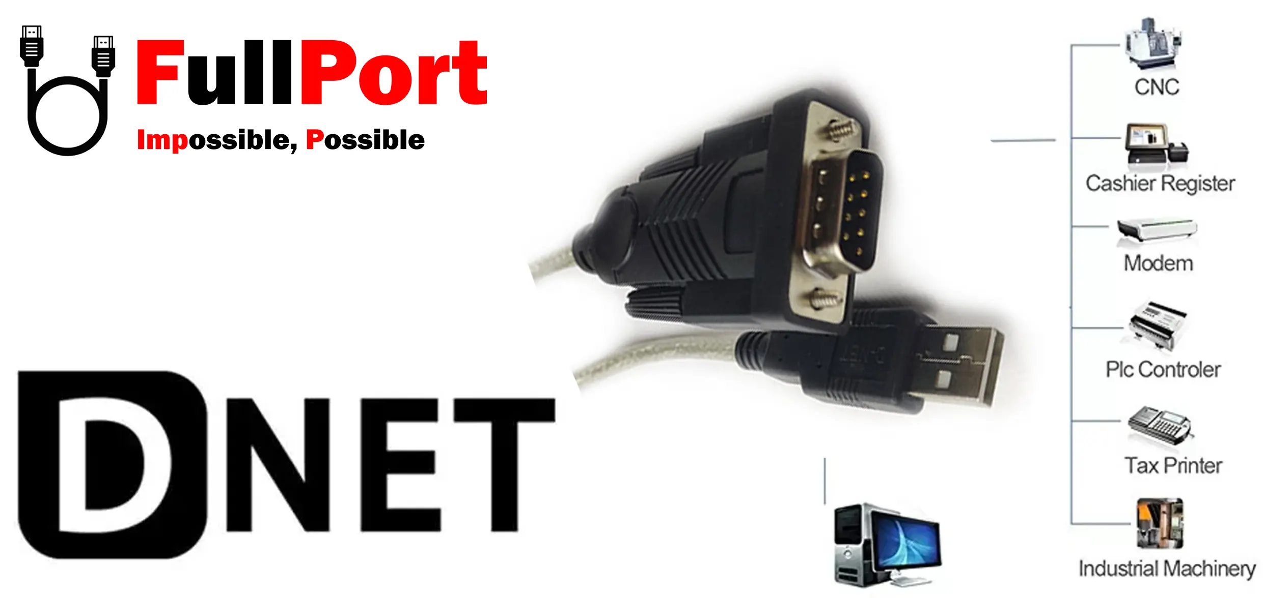 خرید مبدل USB2.0 به RS232 دی نت از فروشگاه اینترنتی فول پورت