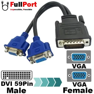 مبدل (59Pin)DVI به VGA دوتایی مدل DMS-59