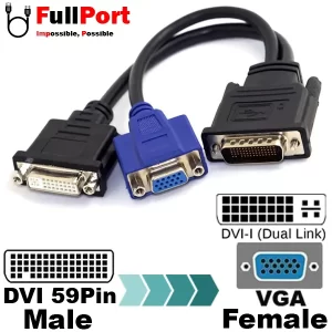 مبدل (59Pin)DVI به VGA+DVI دوتایی مدل DMS-59