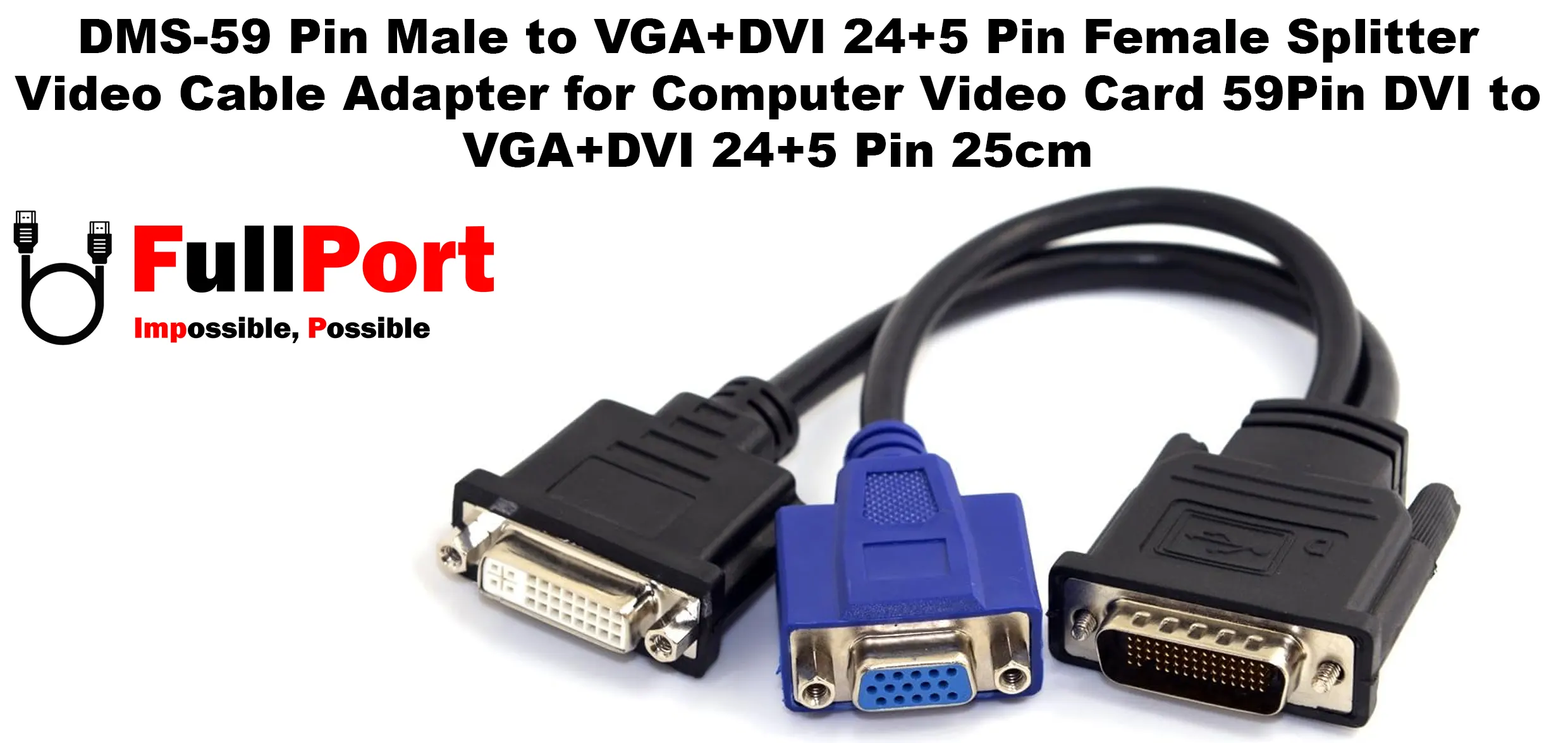 مشاهده قیمت و خرید مبدل (59Pin)DVI به VGA+DVI دوتایی مدل DMS-59 زیر قیمت بازار با ارسال سریع و ایمن