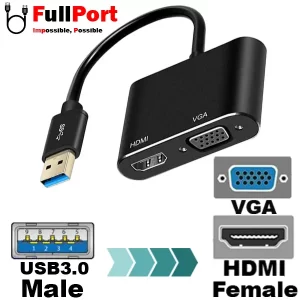 مبدل USB3.0 به VGA+HDMI کی نت مدل K-COUA30HV
