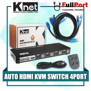 سوئیچ کی وی ام 4 خروجی اتومات HDMI+USB کی نت مدل K-SWKH404