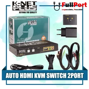 سوئیچ کی وی ام 2 خروجی اتومات HDMI+USB کی نت پلاس مدل KP-SWKH402