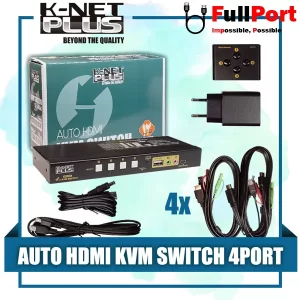 سوئیچ کی وی ام 4 خروجی اتومات HDMI+USB کی نت پلاس مدل KP-SWKH404