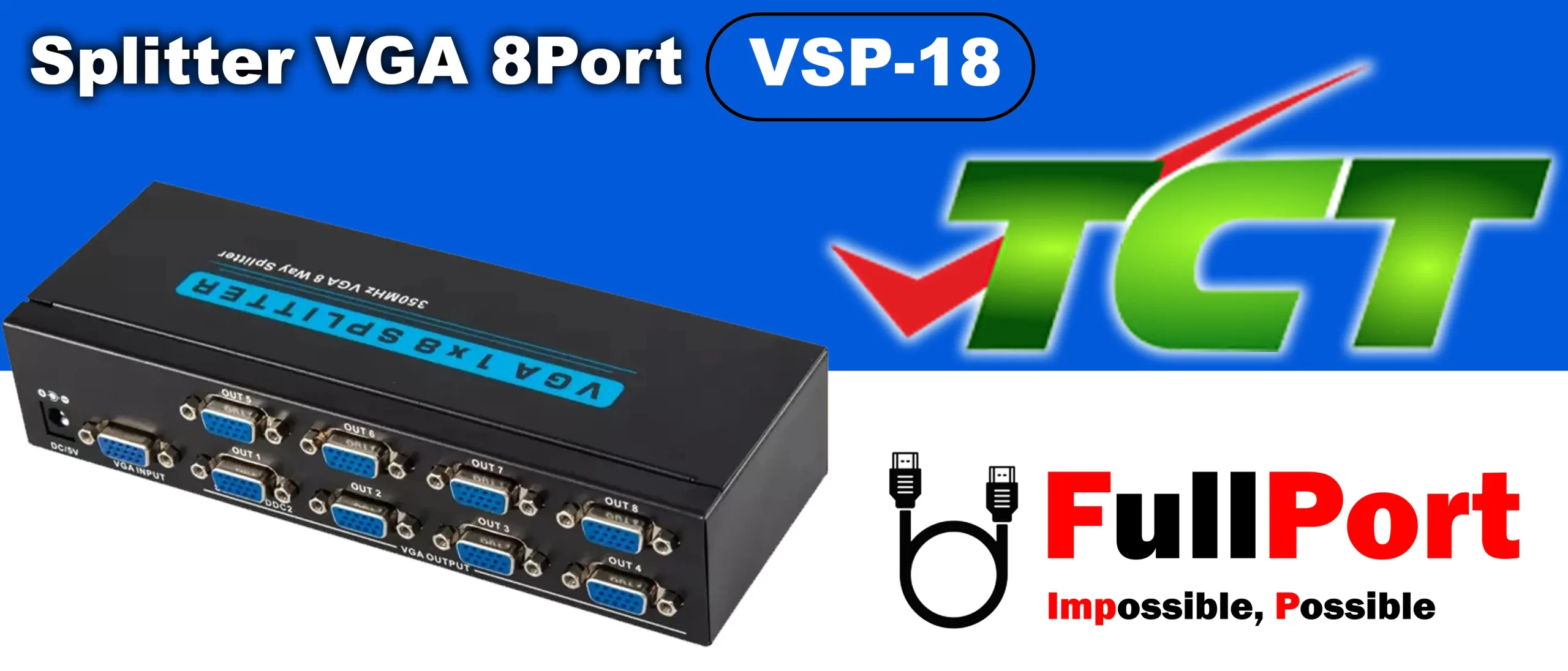 خرید اینترنتی اسپلیتر 8 پورت VGA تی سی تراست مدل TC-TRUST TC-VSP-18 از فروشگاه تخصصی کابل و تجهیزات الکترونیک فول پورت