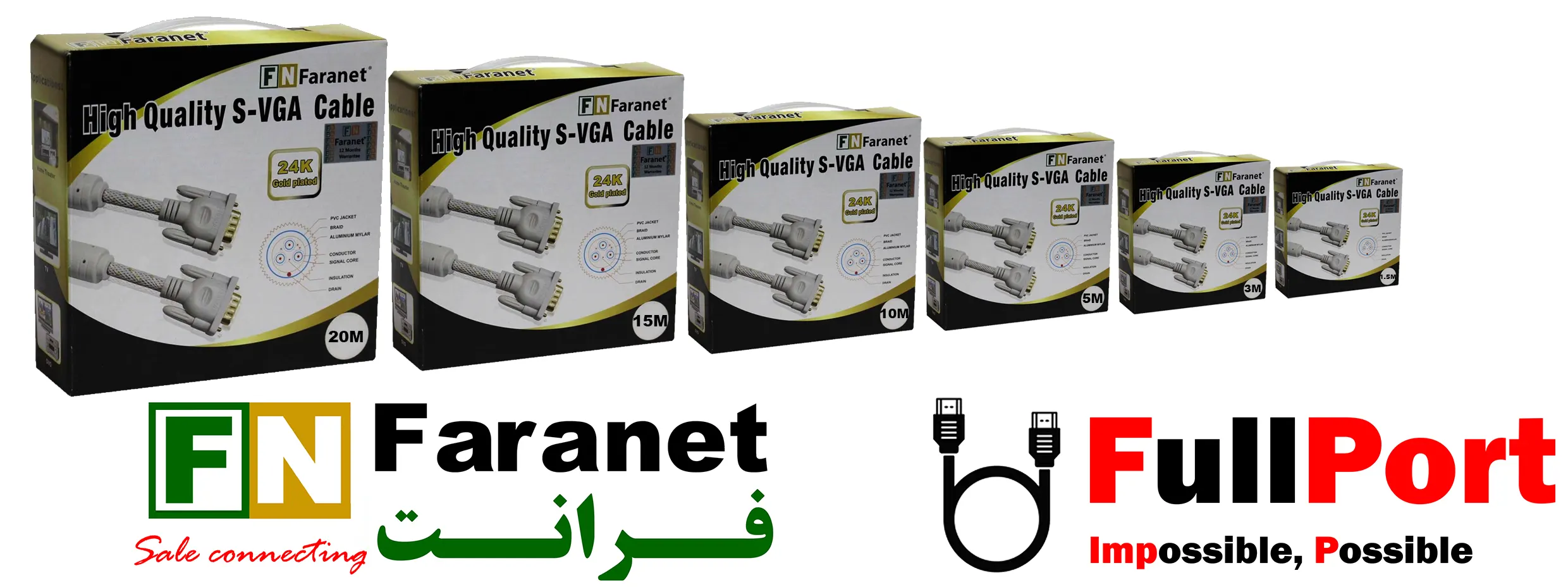 خرید اینترنتی کابل مانیتور VGA برند فرانت | FARANET از فروشگاه اینترنتی فول پورت