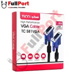 خرید اینترنتی کابل مانیتور VGA برند تسکو | TSCO مدل TC 581 با طول 1.8 متر یا معادل 180 سانتیمتر یا 180CM با گارانتی توسن سیستم از فروشگاه اینترنتی فول پورت