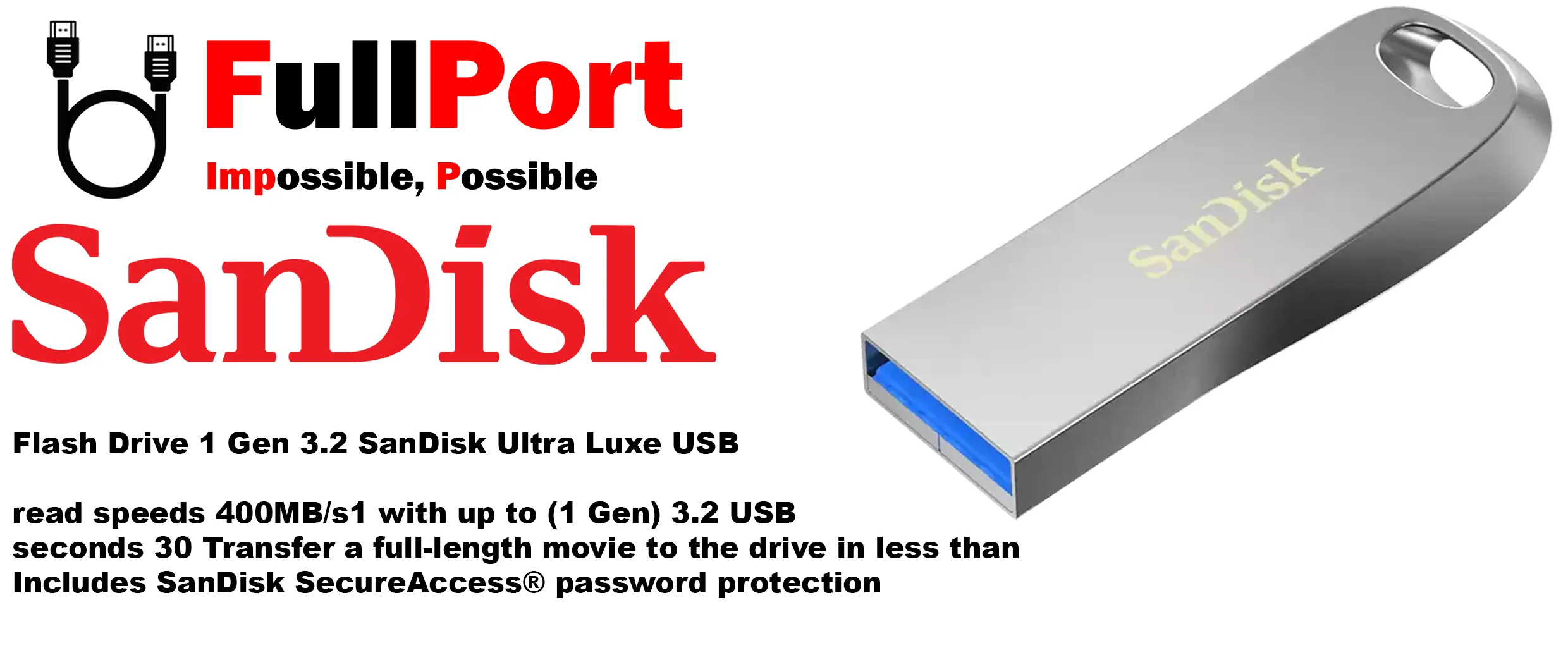 خرید اینترنتی فلش سن دیسک مدل Sandisk SDCZ74 Ultra Luxe USB3.2 از فروشگاه اینترنتی فول پورت
