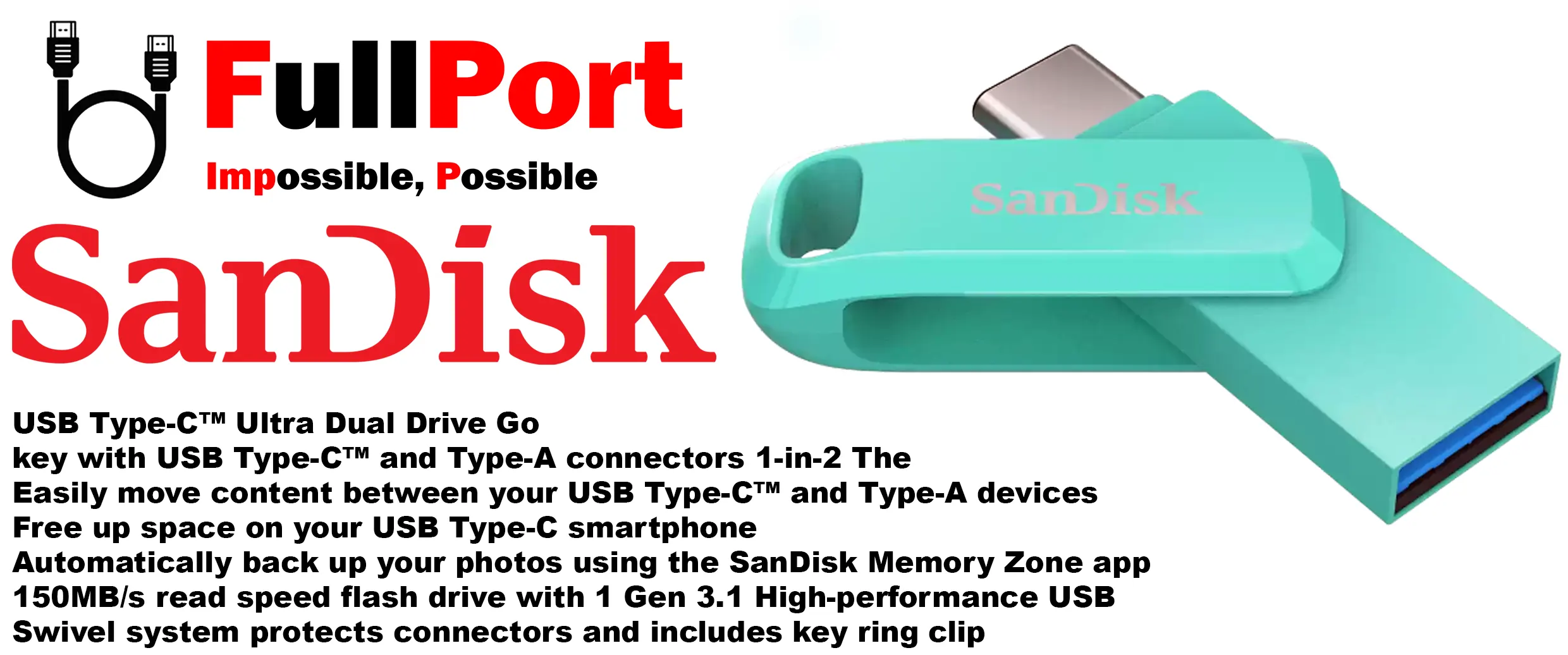 خرید اینترنتی فلش سن دیسک مدل SANDISK SDDDC3 Ultra Dual Drive GO OTG 2 In 1 Type C USB3.1 از فروشگاه اینترنتی فول پورت