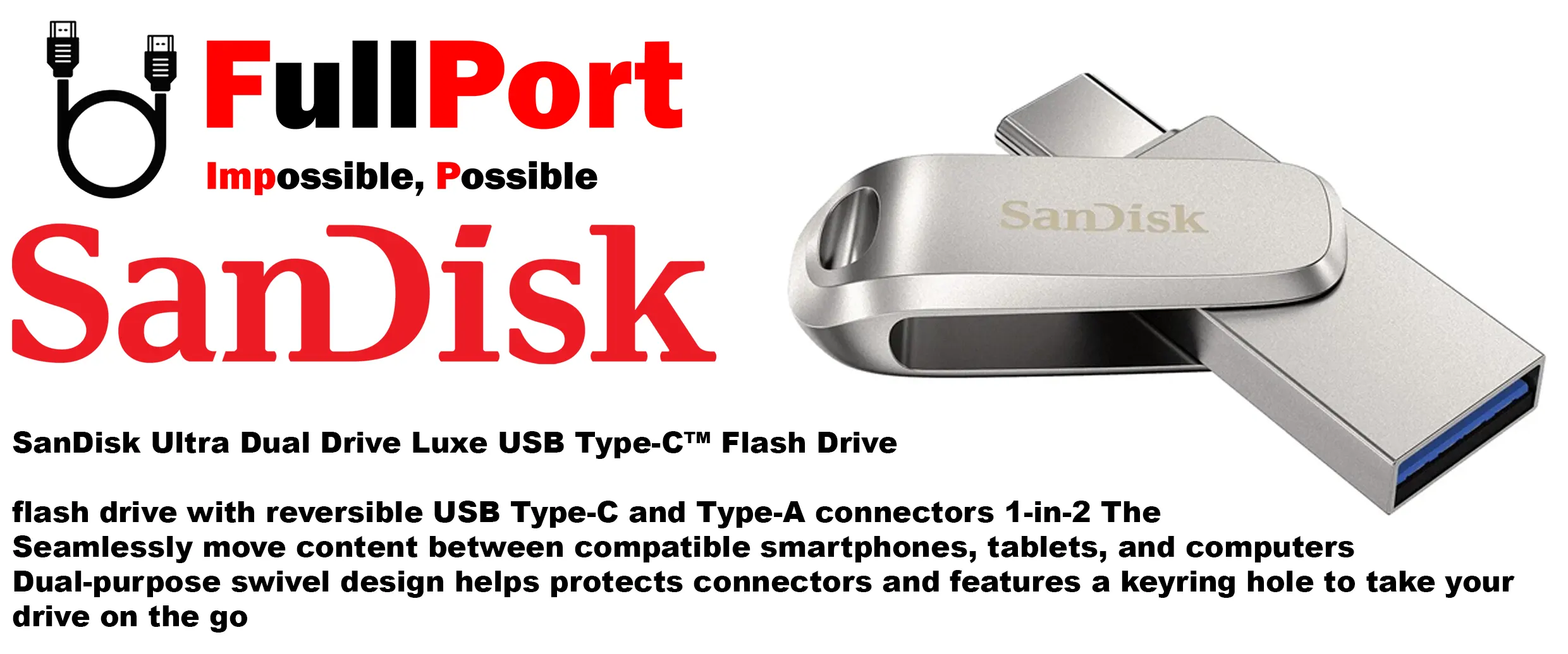 خرید اینترنتی فلش سن دیسک مدل Sandisk SDDDC4 Ultra Dual Drive Luxe OTG 2 In 1 Type C USB3.2 گیگابایت از فروشگاه اینترنتی فول پورت