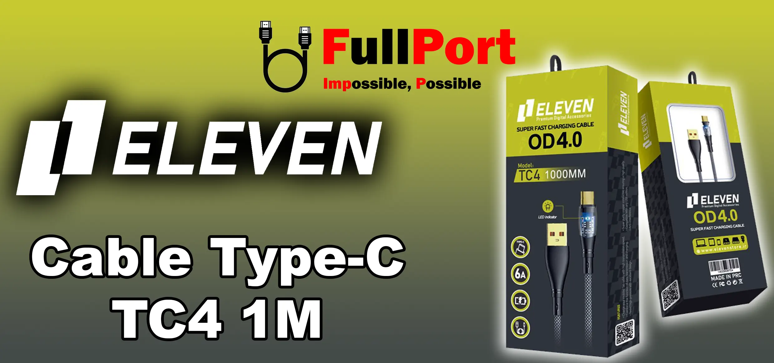 مشاهده قیمت و خرید کابل شارژ موبایل Type-C طول 1 متری برند ایلون | ELEVEN مدل TC4 زیر قیمت بازار با ارسال سریع و ایمن