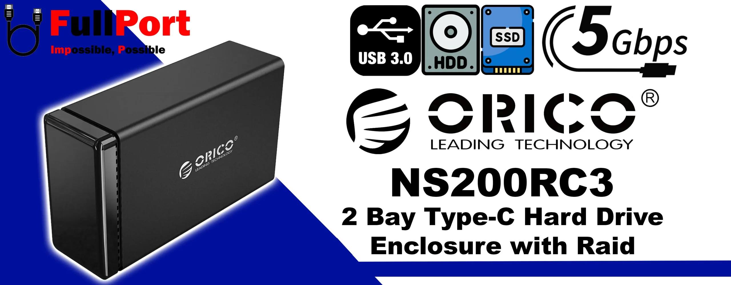 مشاهده و خرید اینترنتی داک هارد برند اوریکو ORICO NS200RC3 2 Bay Type-C Hard Drive Enclosure with Raid از فروشگاه اینترنتی فول پورت