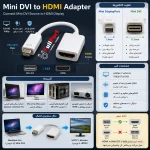 اینفوگرافیک مبدل Mini DVI به HDMI مدل MDH-100