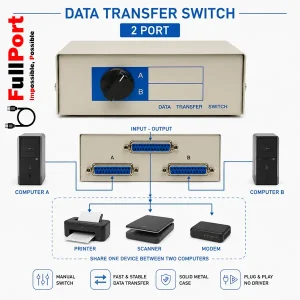 سوئیچ انتقال دیتا پارالل 2 پورت SHEN HU مدل DB25-2