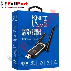کارت شبکه بی‌سیم USB 3.0 کی‌نت پلاس مدل KP-DUW18002DB Wi-Fi 6 AX1800