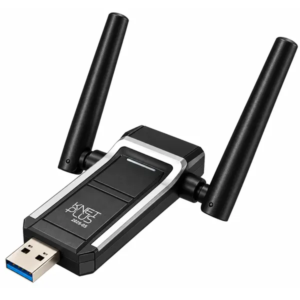 نمای سه‌بعدی کارت شبکه USB Wi-Fi 6 AX1800 کی‌نت پلاس KP-DUW18002DB