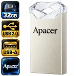 فلش مموری اپیسر Apacer AH111 ظرفیت ۳۲ گیگابایت با رابط USB 2.0 و بدنه فلزی با سری شفاف