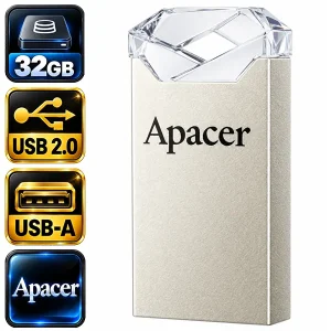 فلش مموری اپیسر Apacer AH111 ظرفیت ۳۲ گیگابایت با رابط USB 2.0 و بدنه فلزی با سری شفاف