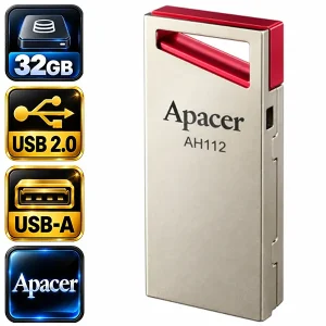 فلش مموری اپیسر Apacer AH112 ظرفیت ۳۲ گیگابایت با رابط USB 2.0 و کانکتور USB-A