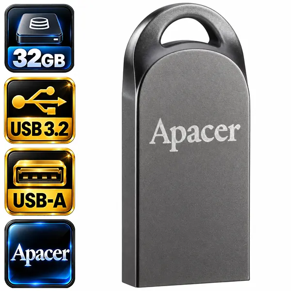 فلش مموری فلزی اپیسر Apacer AH15G مدل AP32GAH15GA-1 با رابط USB 3.2 Gen 1 و کانکتور USB-A
