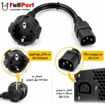 نحوه اتصال کابل برق با خروجی مادگی EU و کانکتور نر IEC C14 به ورودی C13 دستگاه