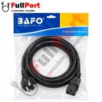 تصویر بسته‌بندی پلاستیکی کابل برق BAFO EU-C21 با کابل مشکی و دو کانکتور برق