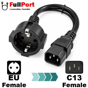 کابل برق بک تو بک EU Female-C14 بافو با قطر 3C*1.5MM طول 0.5 متری